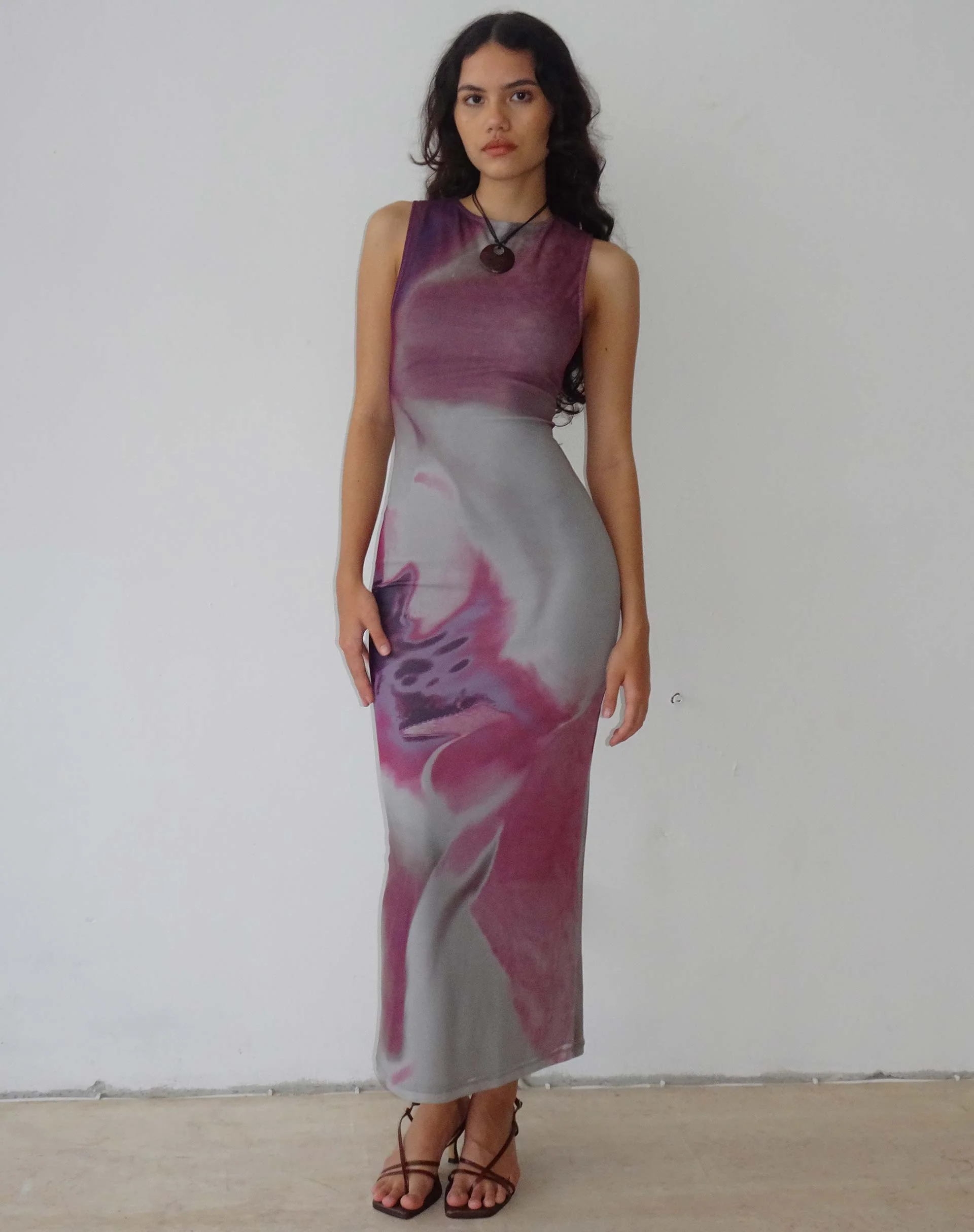 Fayola Bedrucktes Maxikleid in Rosa Anatomie der Natur