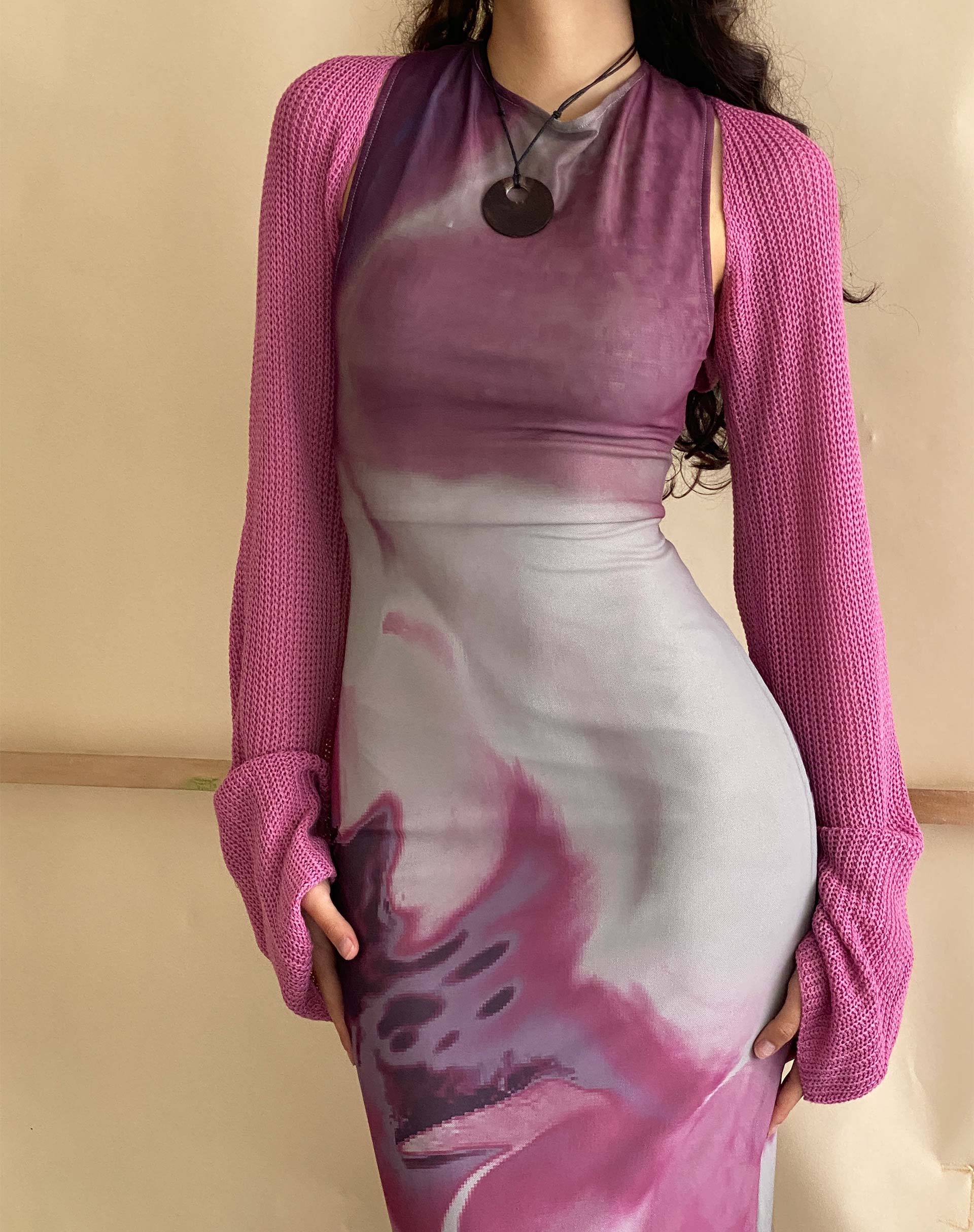 Fayola Bedrucktes Maxikleid in Rosa Anatomie der Natur - Image 2