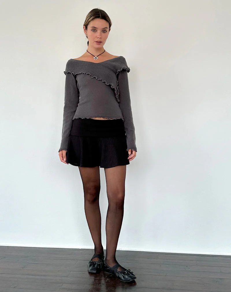 Febby Sheer Knit Pullover in Dunkel Charcoal - Image 3