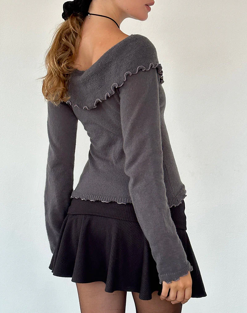 Febby Sheer Knit Pullover in Dunkel Charcoal - Image 5
