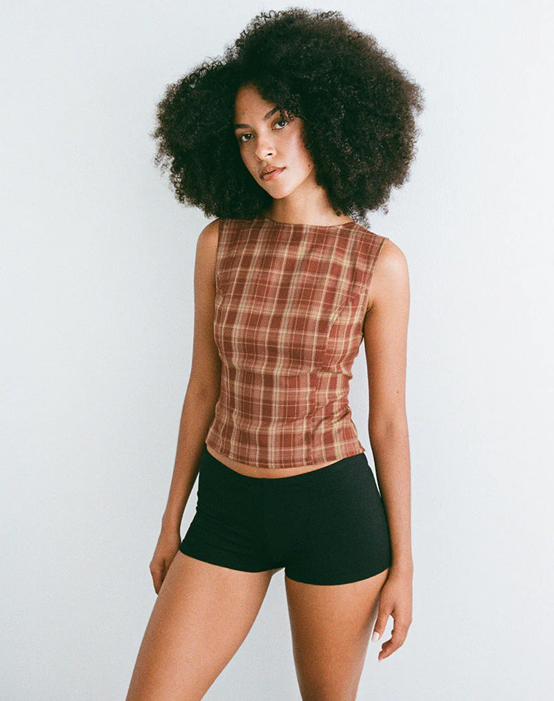 Felia Tie Back Top in Rot Karo - Image 4