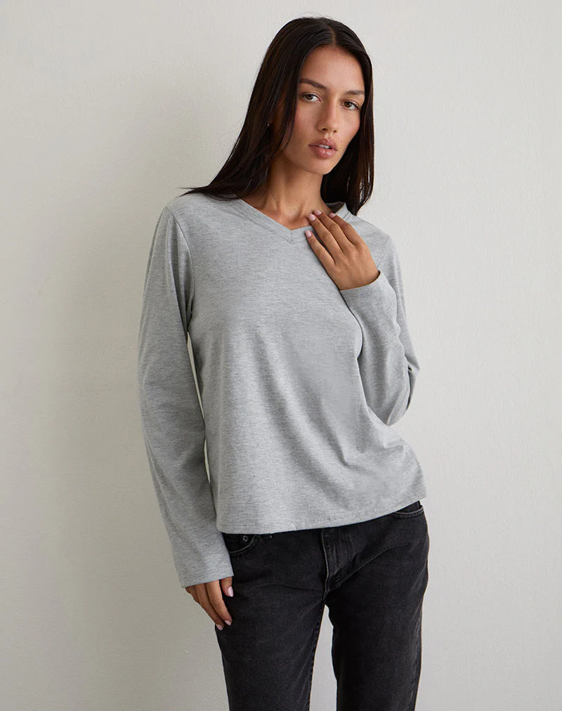 Feman Top aus Jersey Grau meliert - Image 3