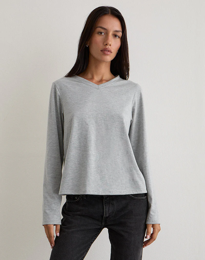 Feman Top aus Jersey Grau meliert - Image 4