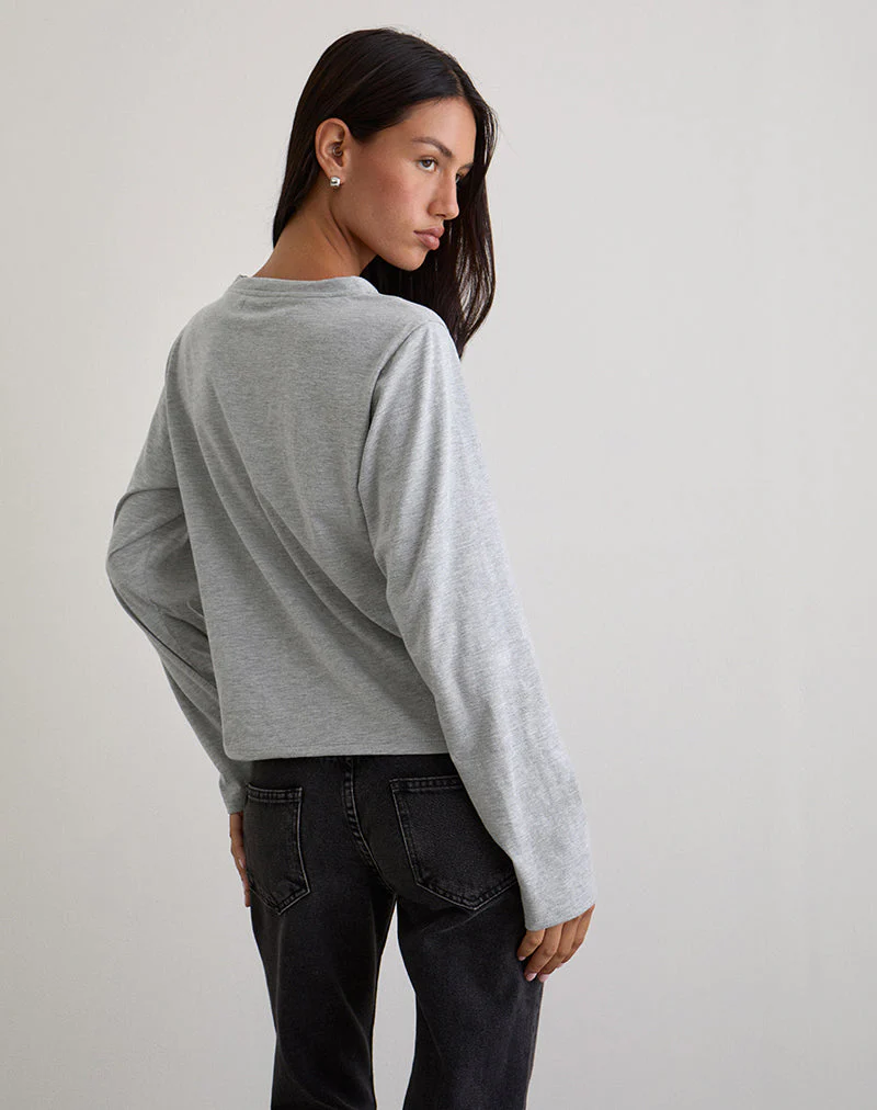 Feman Top aus Jersey Grau meliert - Image 5