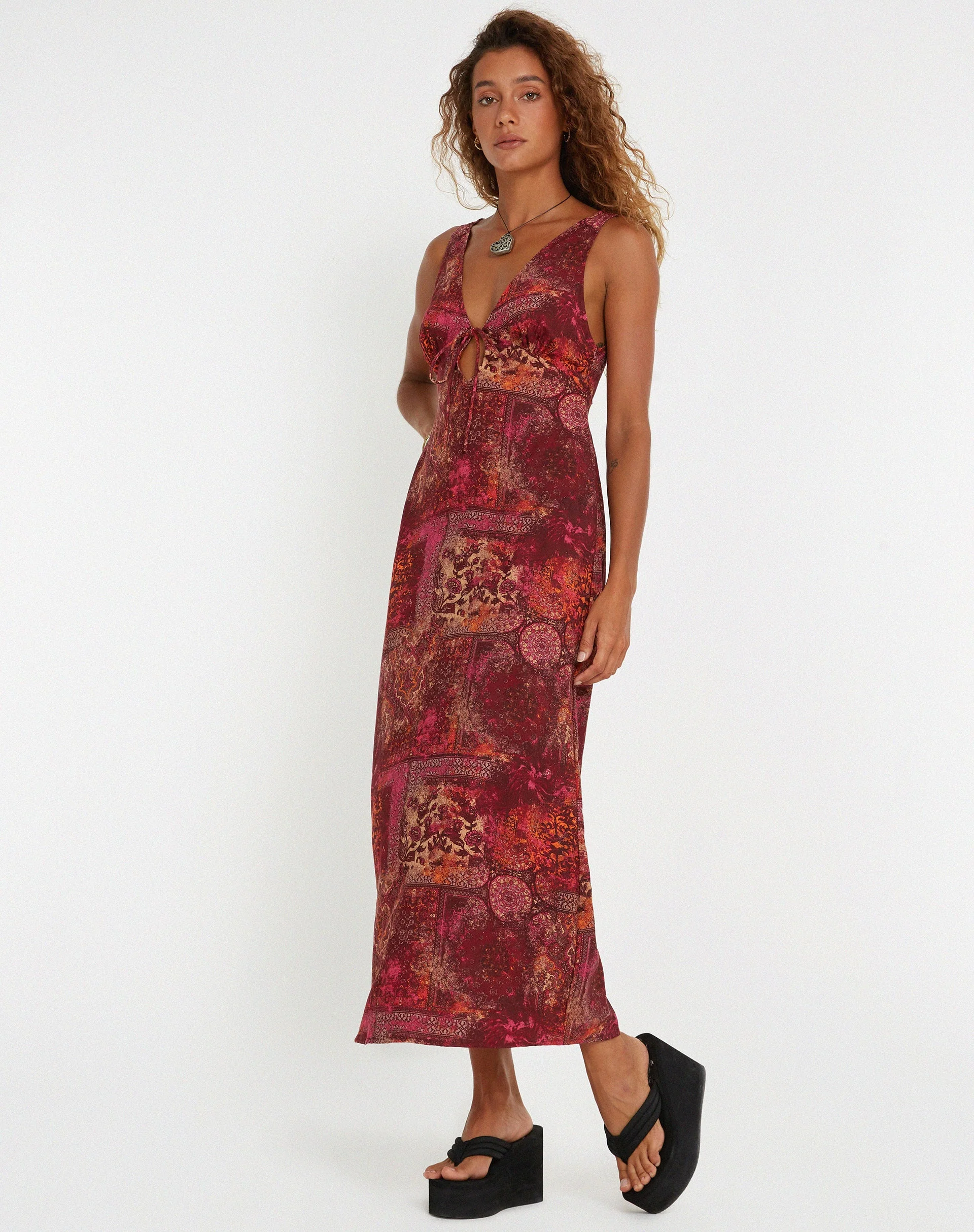 Fiaso Midikleid aus abstraktem Paisley Rot - Image 2