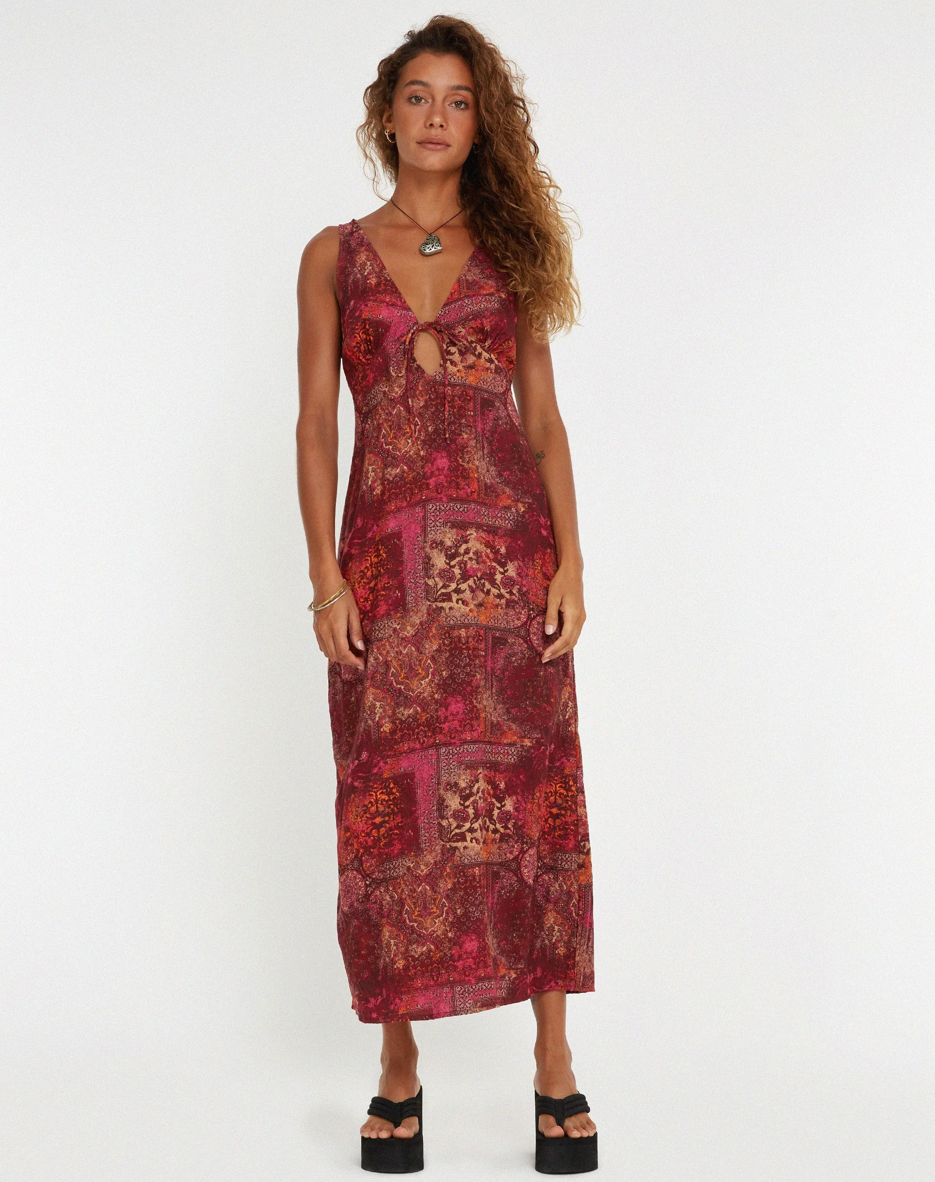 Fiaso Midikleid aus abstraktem Paisley Rot - Image 5