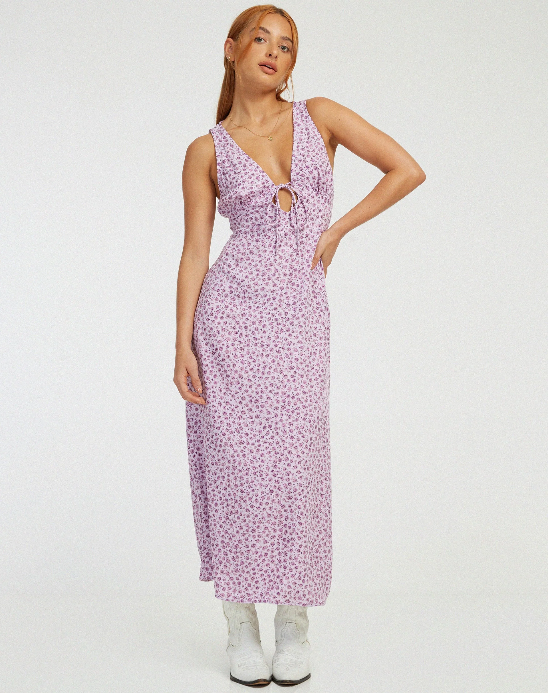 Fiaso Midikleid in Ditsy Rose Flieder - Image 4