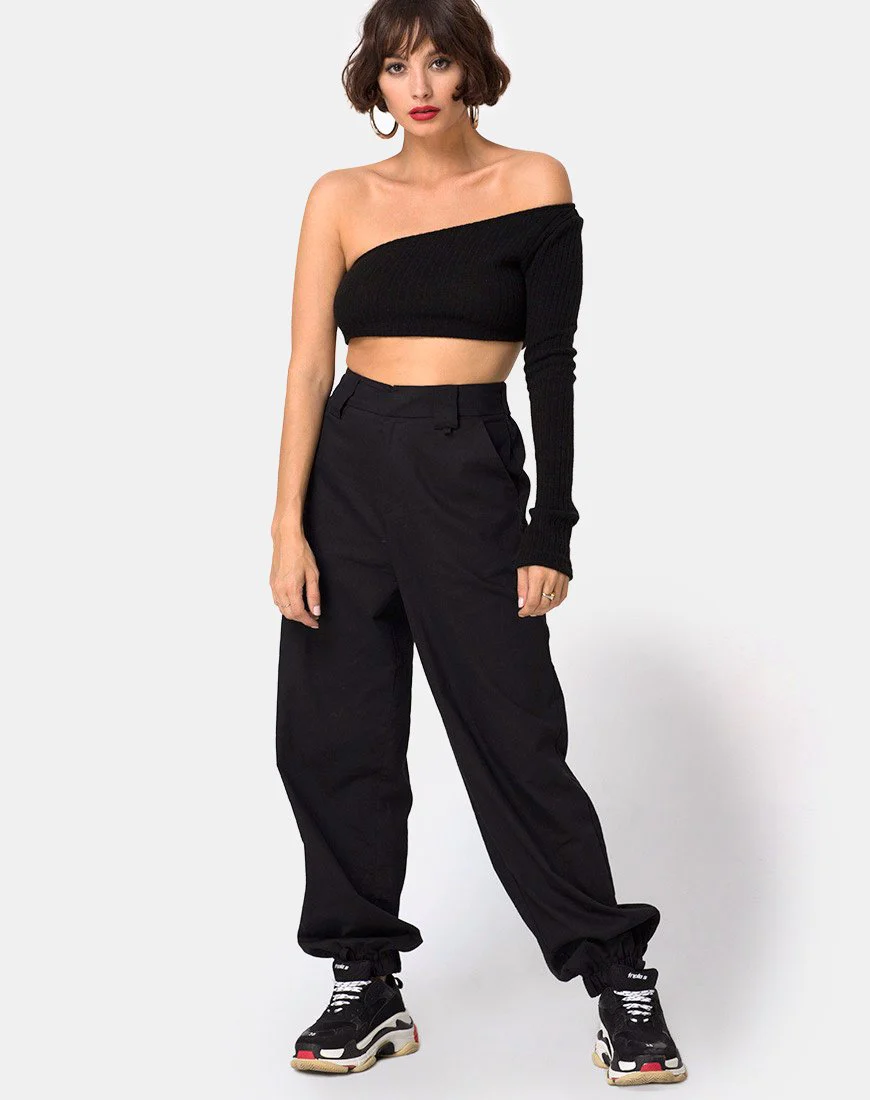 Fiax Top in Rippe Schwarz - Image 3