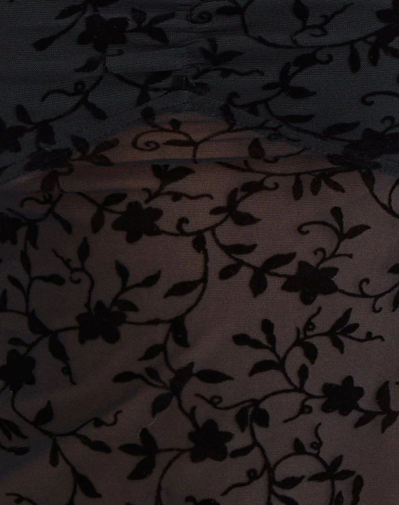 Fierza Cami Top in Pretty Petal Flock Black - Image 6