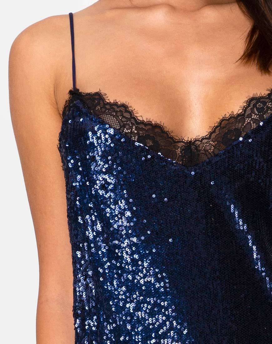 Fitilia Maxikleid aus Midnight Mini Pailletten mit schwarzer Spitze - Image 5