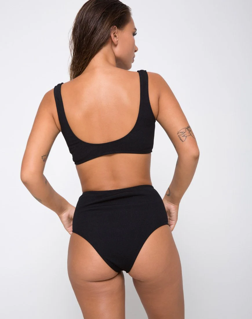 Fleata Bikini-Unterteil Mini Rib Textured Onyx - Image 3