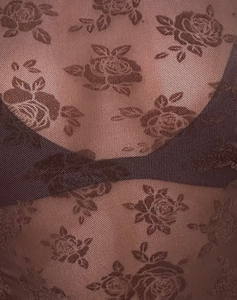 Florian Romantic Rose Midikleid in Flock Braun - Image 6