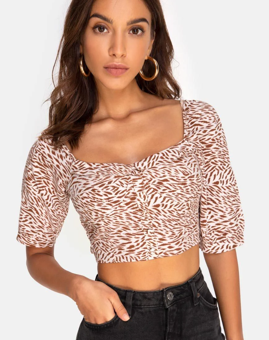 Flory Crop Top in Safari Taupe von Motel