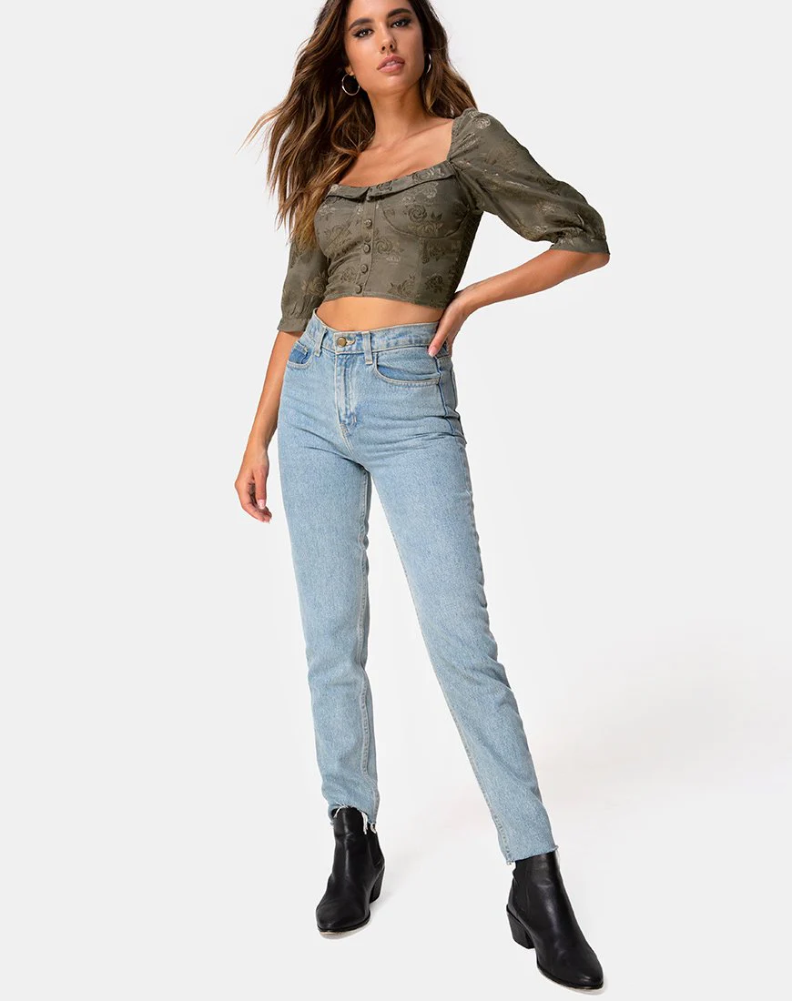 Flory Crop Top aus Satin Rose Silber Grau - Image 4