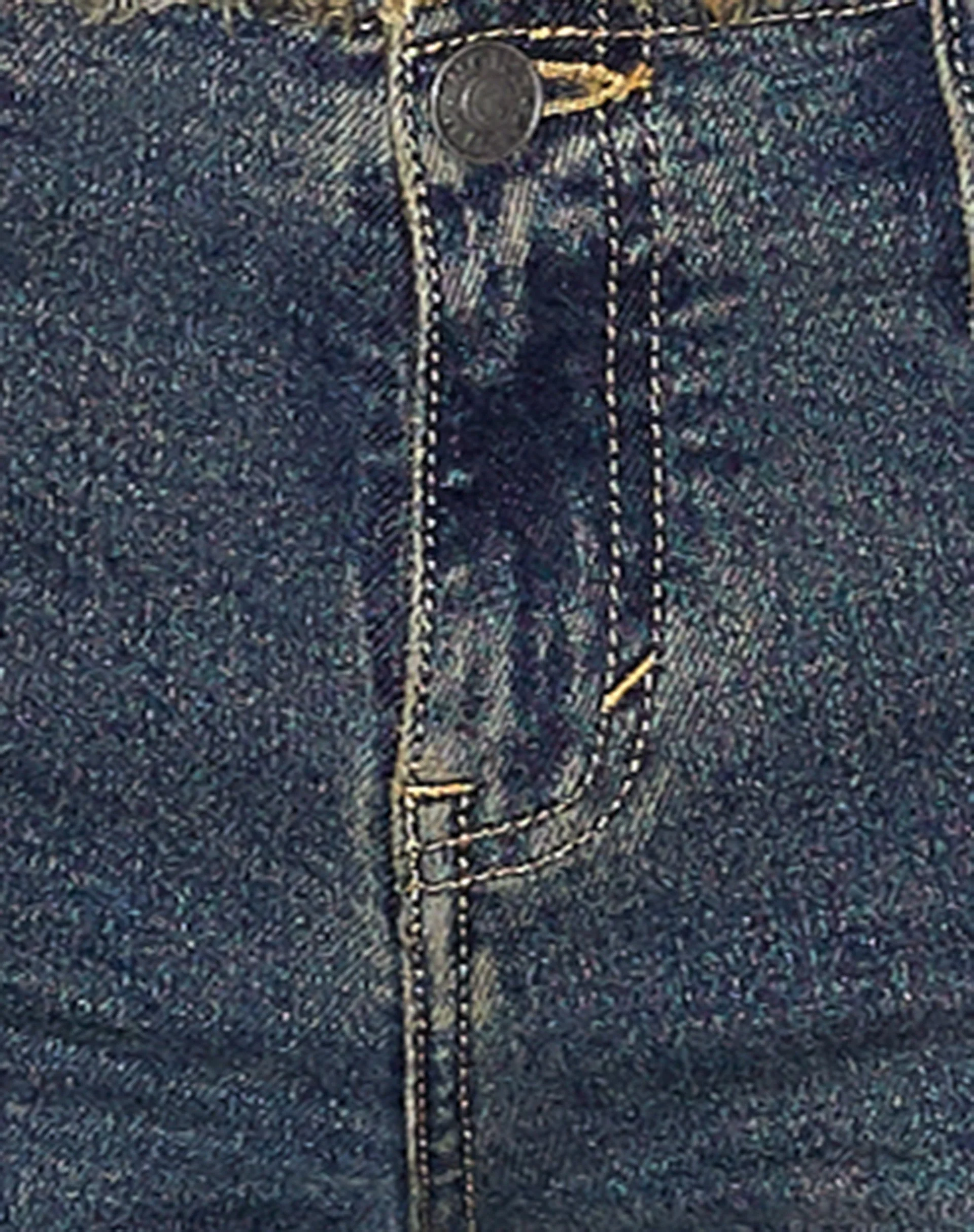 Ausgefranste Low Rise Jeans in Braun und Blau Acid - Image 5