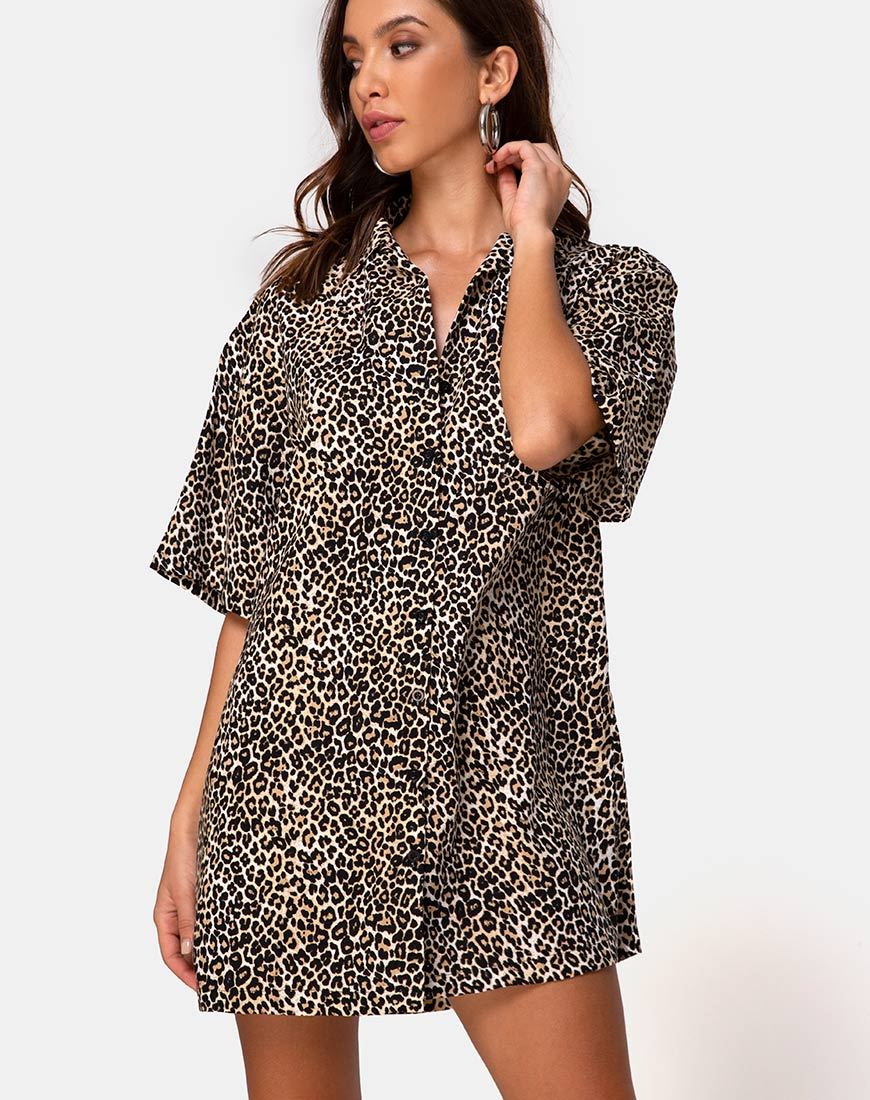 Fresia Minikleid in Braun Rar Leopard - Image 2
