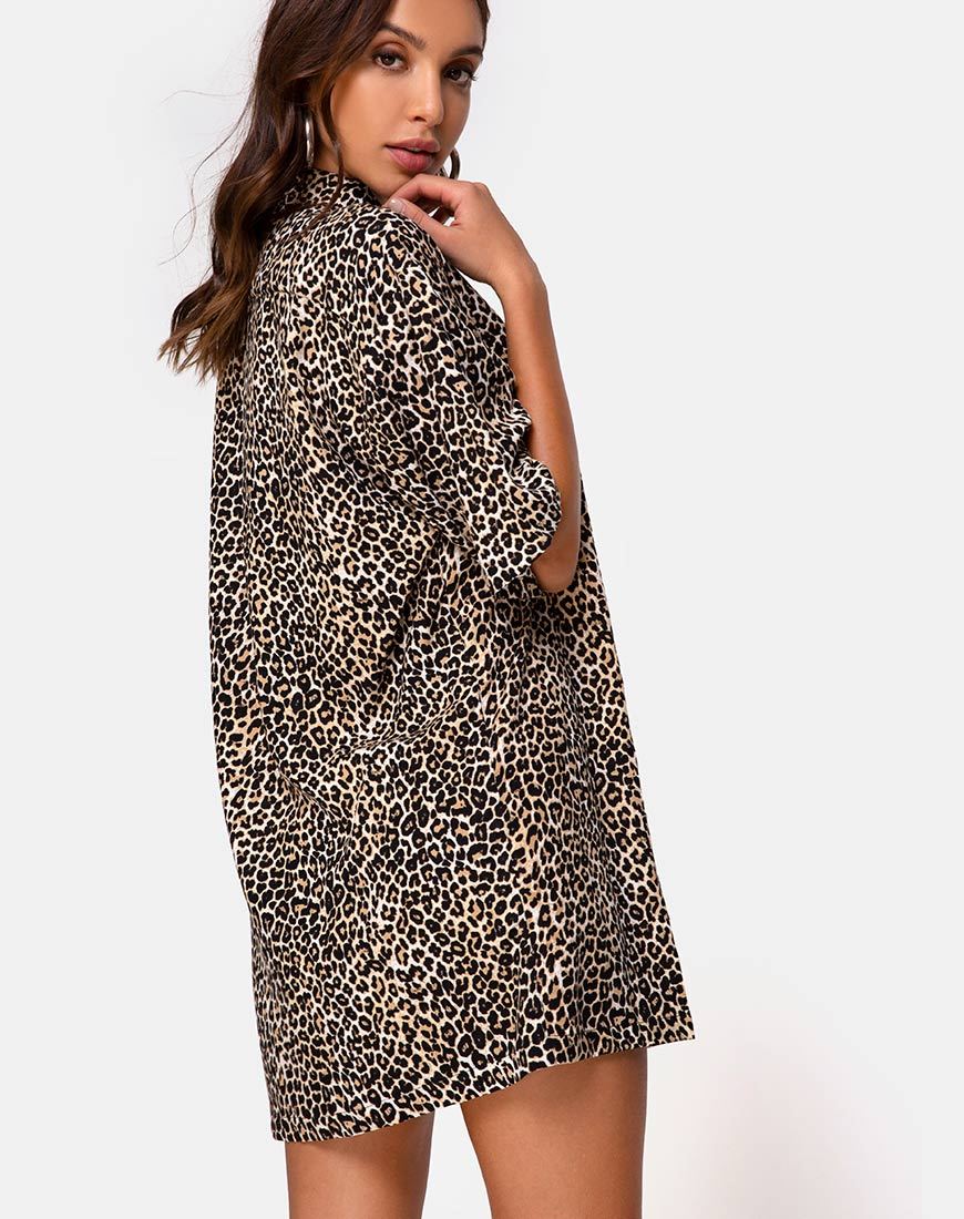 Fresia Minikleid in Braun Rar Leopard - Image 3