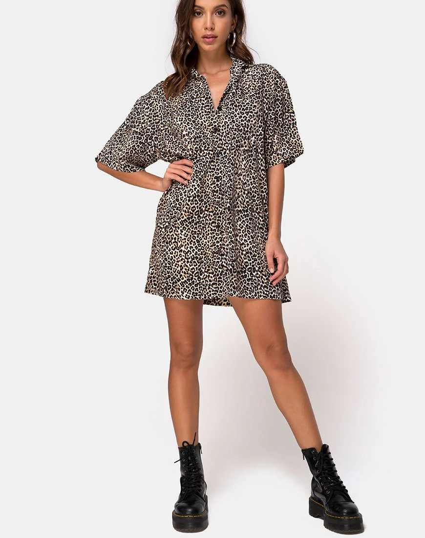 Fresia Minikleid in Braun Rar Leopard - Image 4