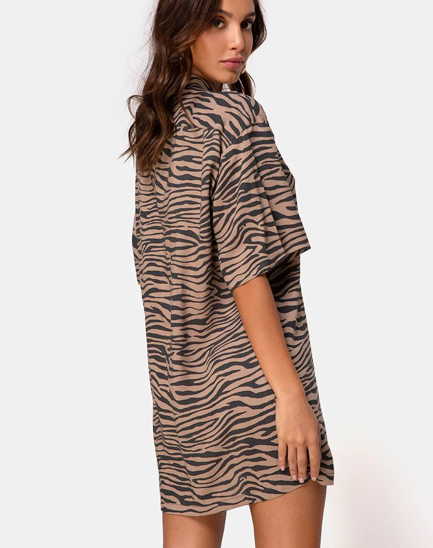 Fresia Minikleid in Taupe Zebra - Image 3