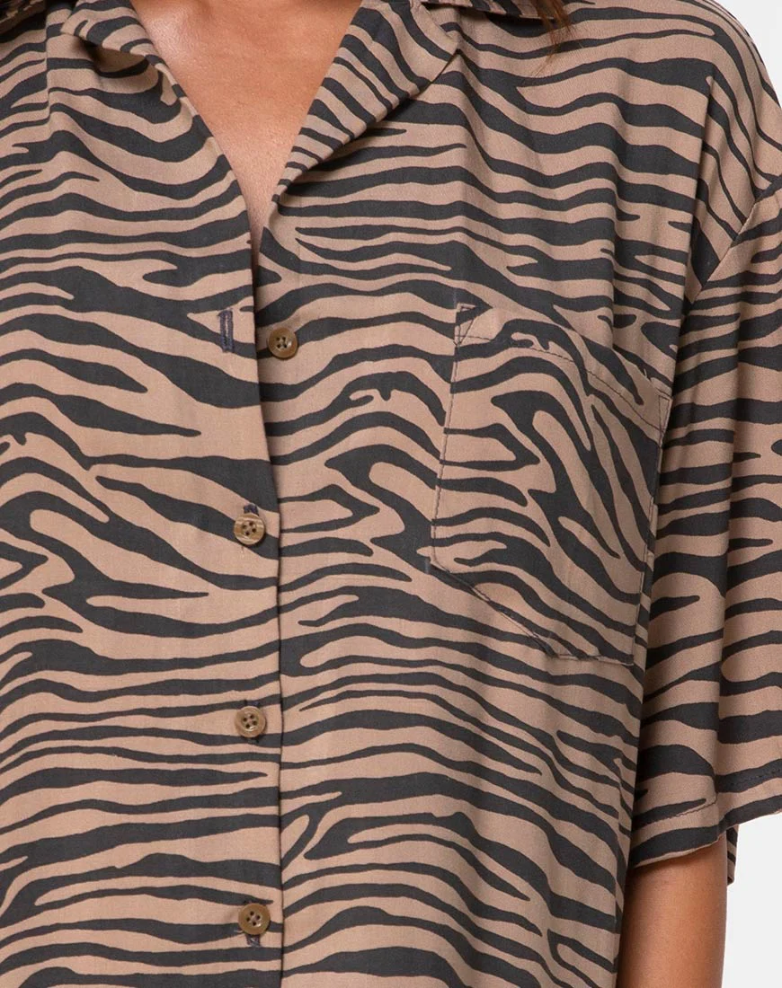 Fresia Minikleid in Taupe Zebra - Image 6