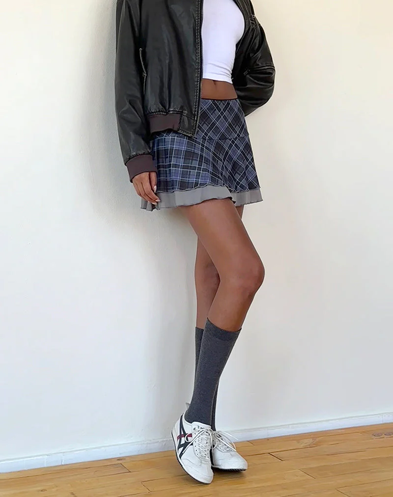 Friska Minirock aus blau-grauem Karo-Mesh - Image 3