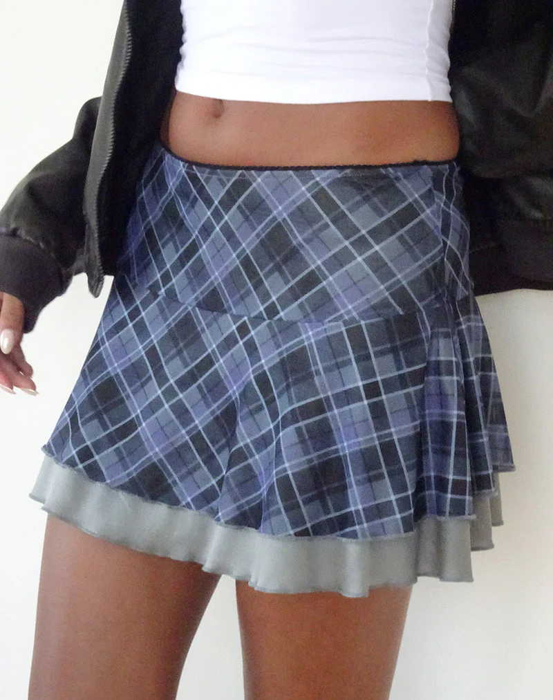 Friska Minirock aus blau-grauem Karo-Mesh - Image 4