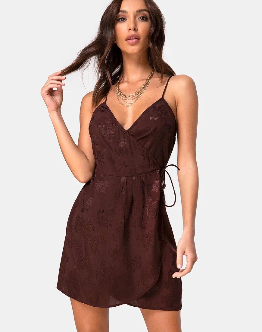 Furiosa Wickelkleid aus Satin Rose Cocoa