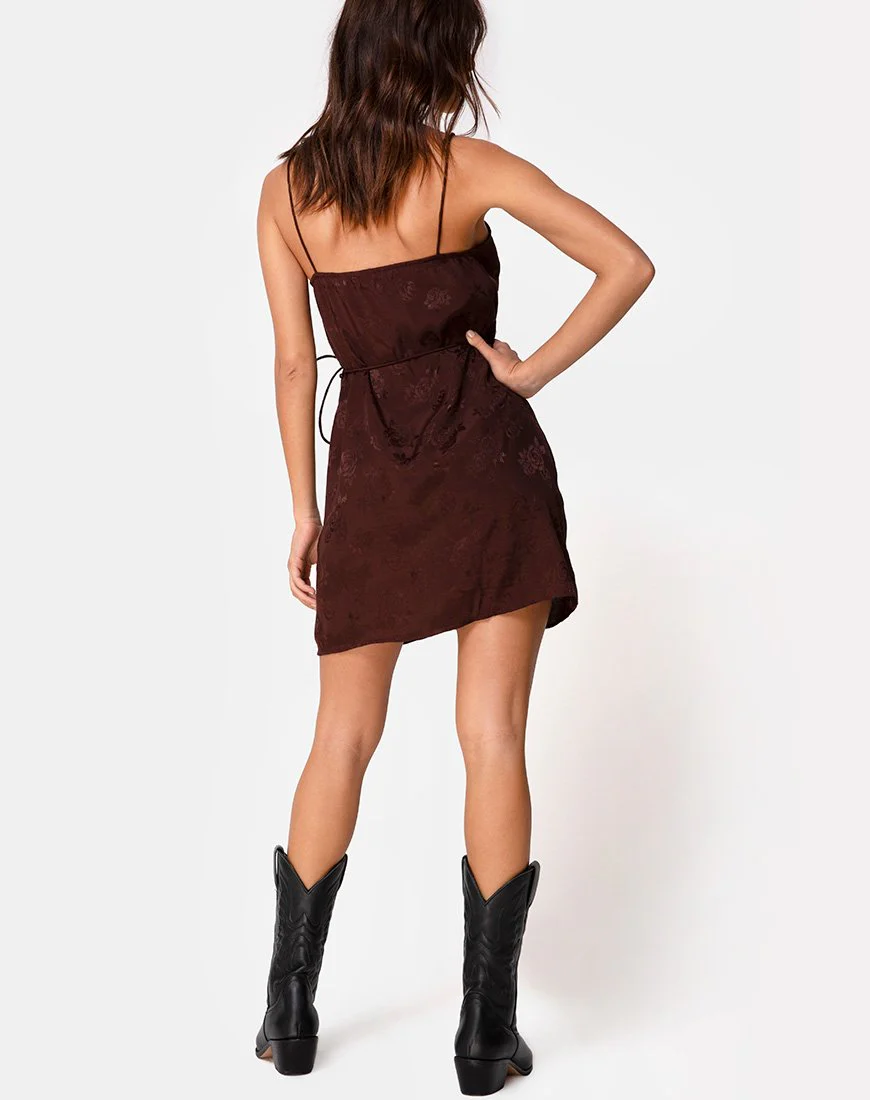 Furiosa Wickelkleid aus Satin Rose Cocoa - Image 4