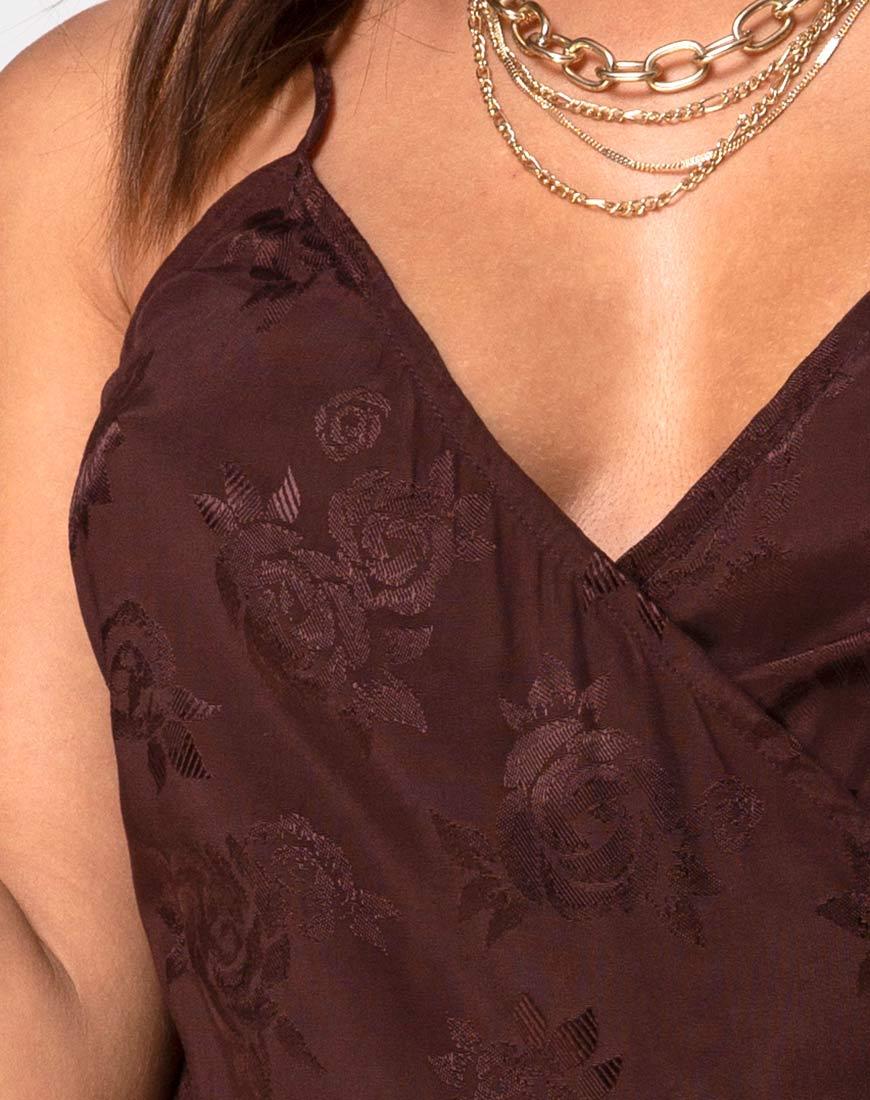 Furiosa Wickelkleid aus Satin Rose Cocoa - Image 5