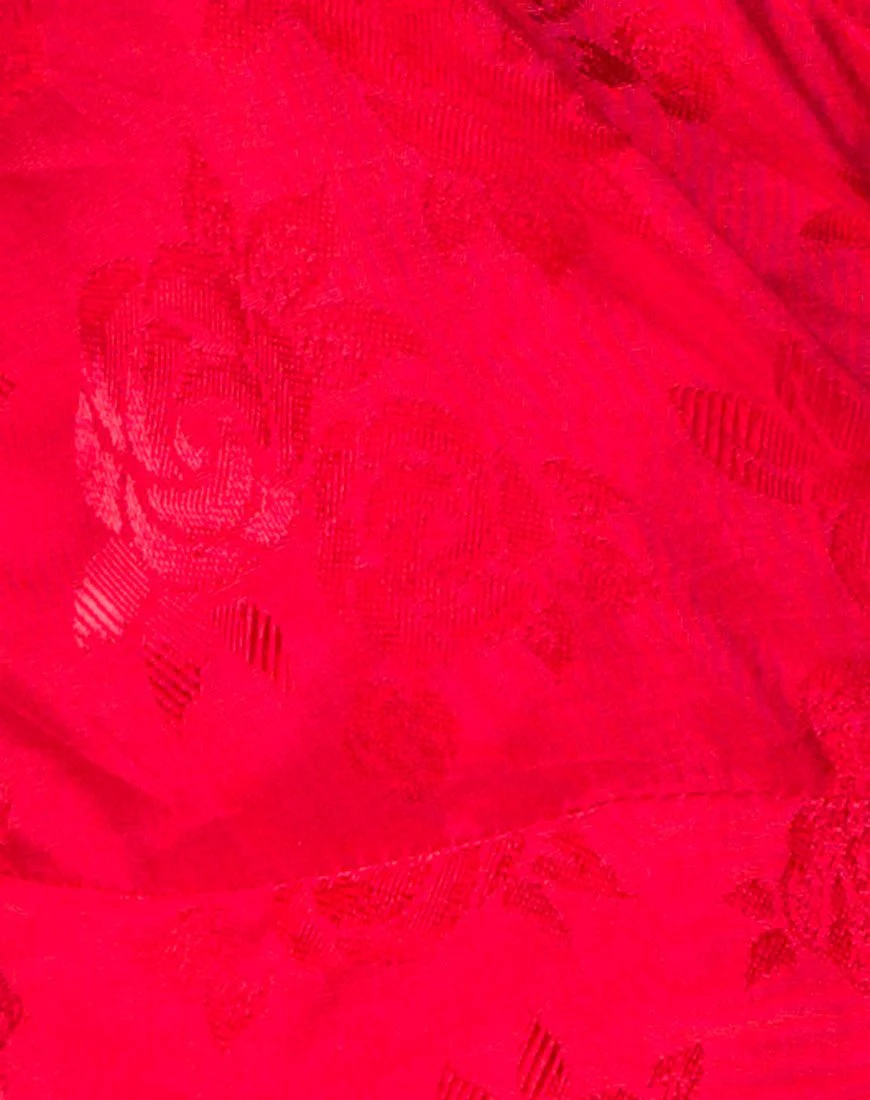 Furiosa Wickelkleid aus Satin in Rosenrot - Image 5