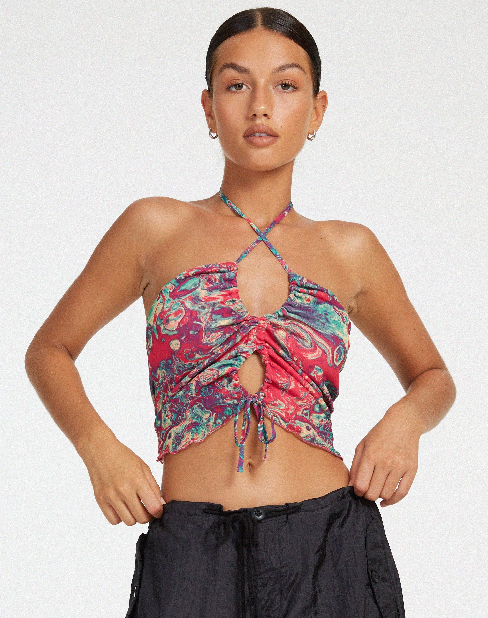 Fusena Cutout-Top mit Festival-Druck - Image 5