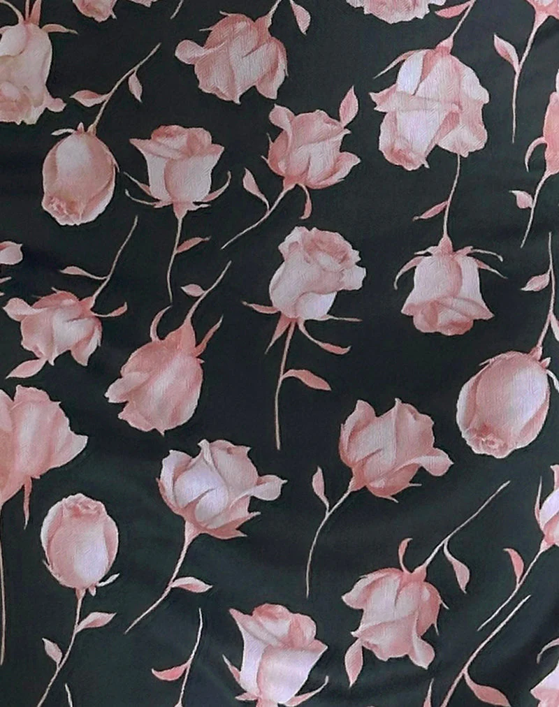 Gabriela Midikleid in Falling Rose Jet Black - Image 5