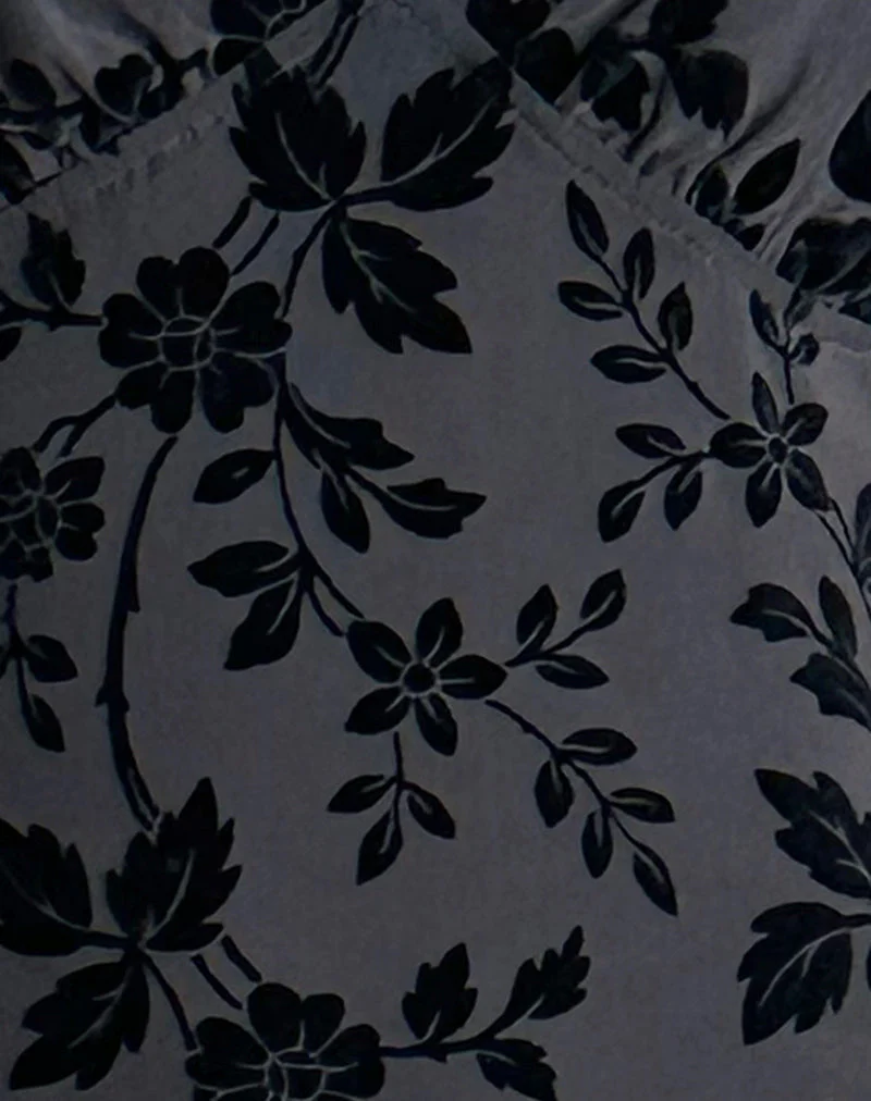 Gabriela Midikleid in Vine Flocked Floral Ocean Storm - Image 6