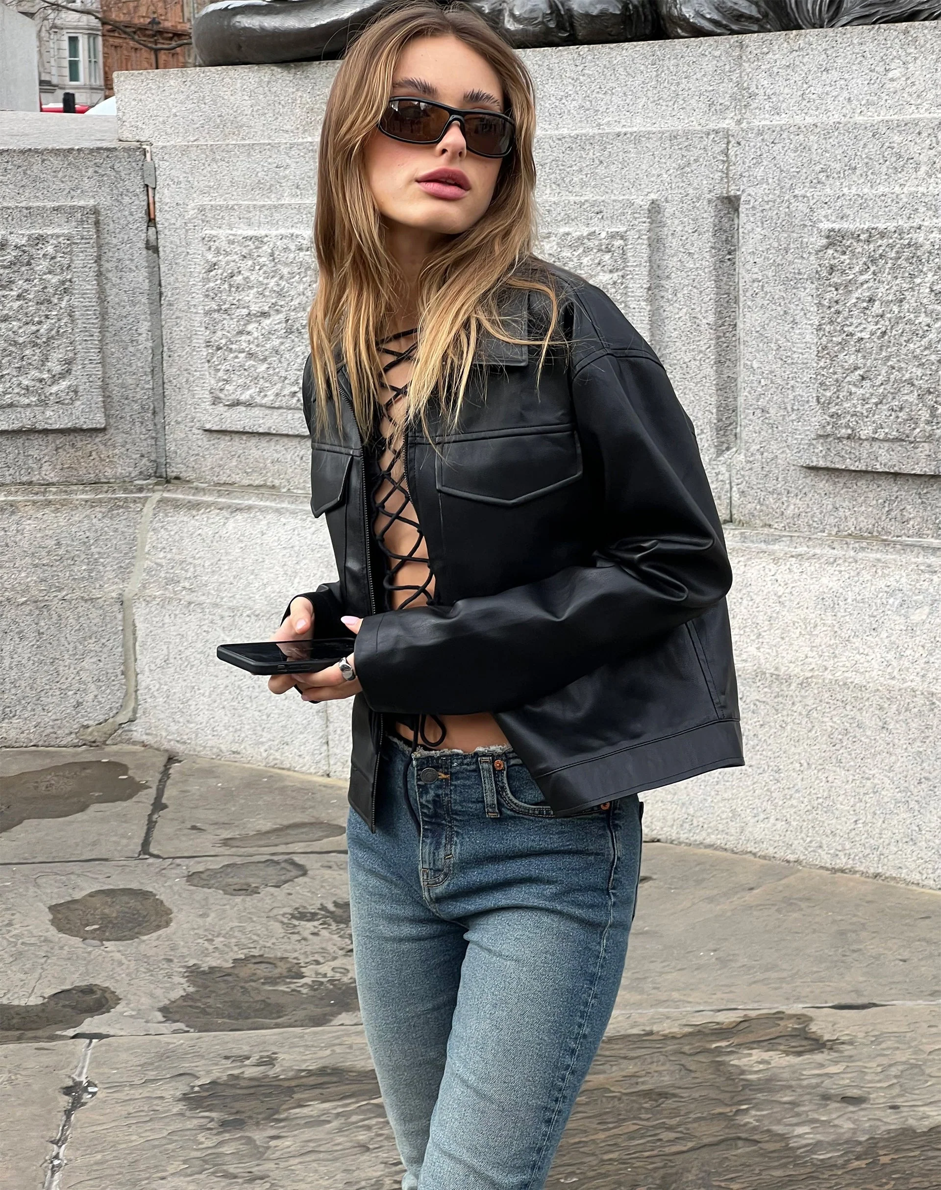 Gadar Jacke in PU Schwarz