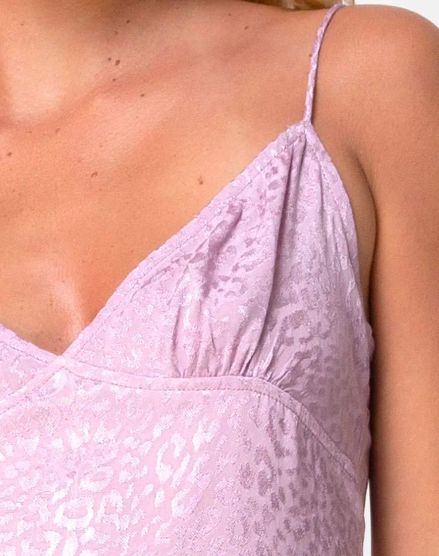 Gaela Slip Dress aus Satin Cheetah Dusky Lilac - Image 5
