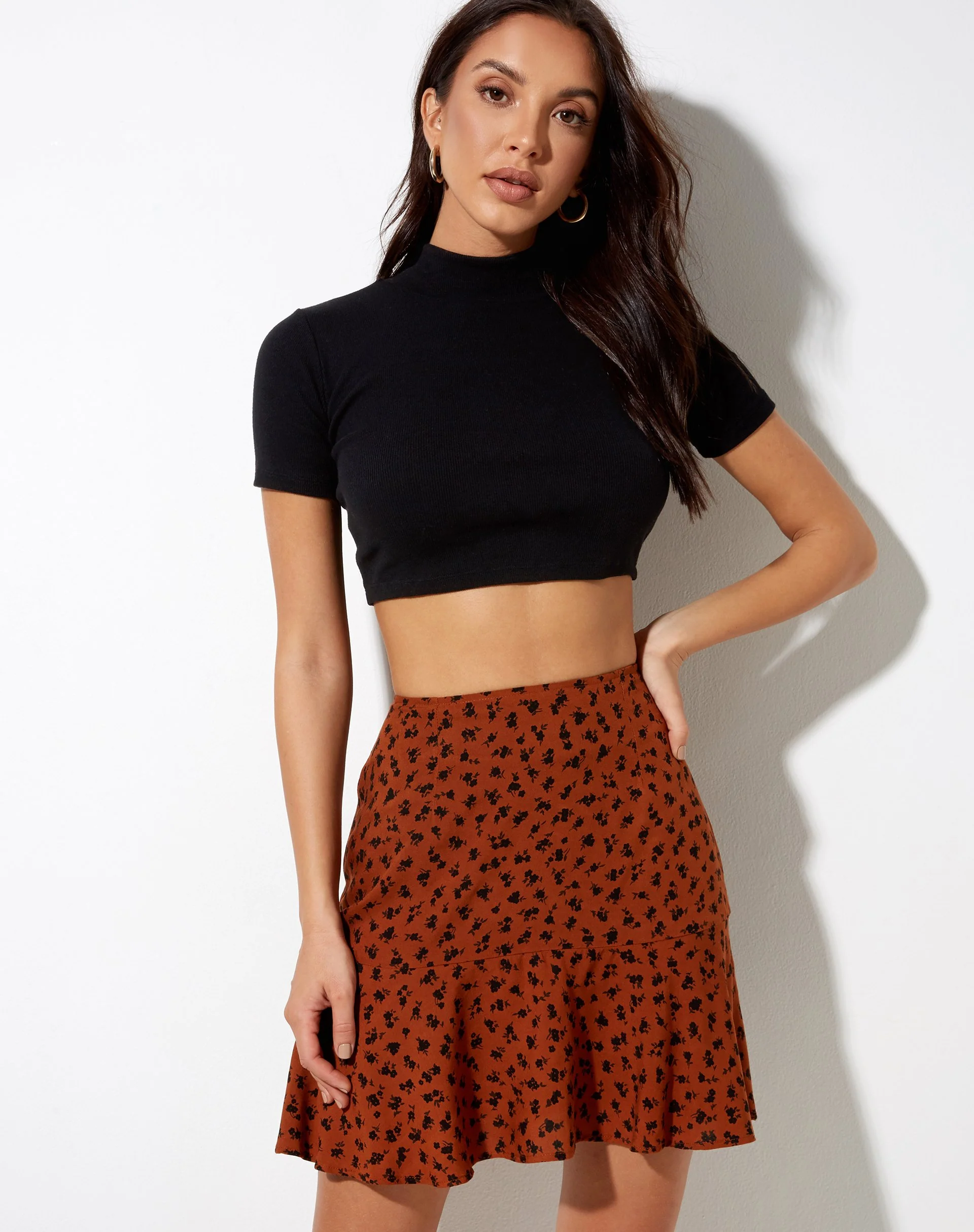 Gaelle Minirock in zierlichem Daisy Bombay Brown
