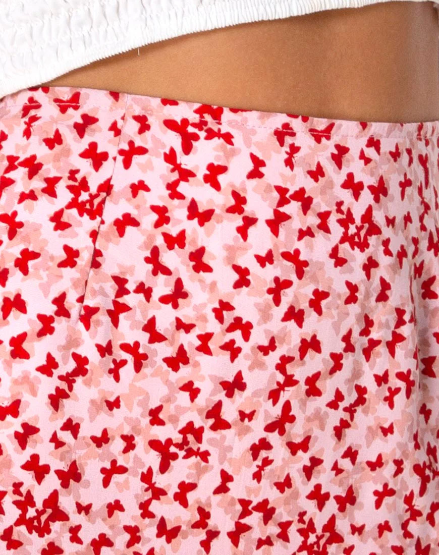Gaelle Minirock in Ditsy Butterfly Pfirsich und Rot - Image 5