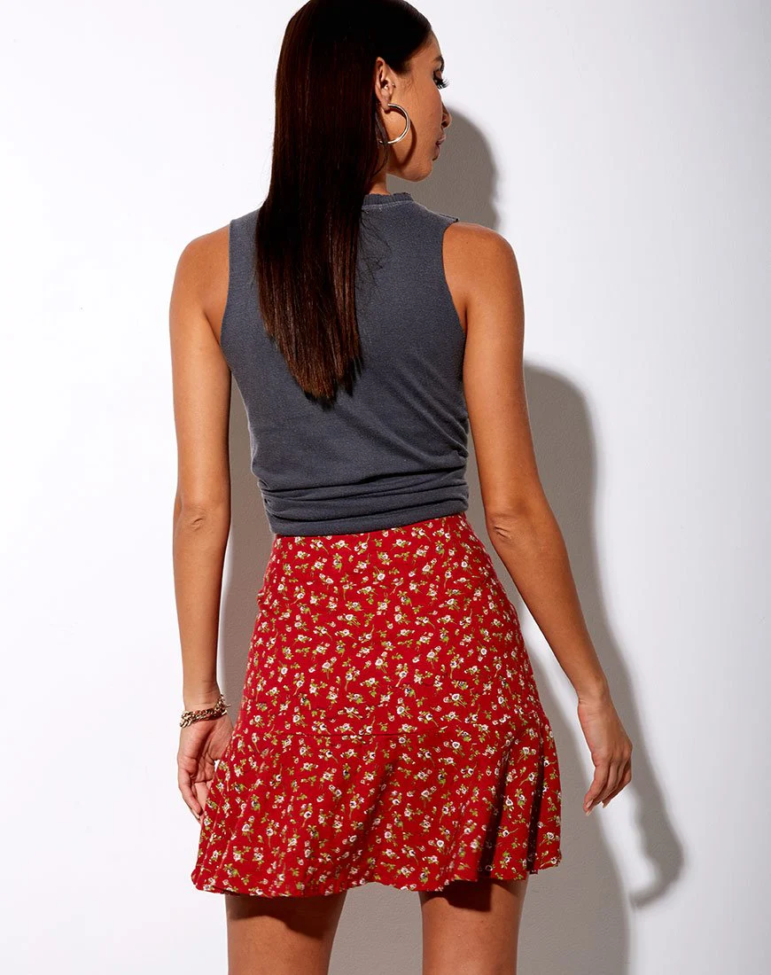 Gaelle Skater-Rock in Falling for You Floral Rot - Image 2