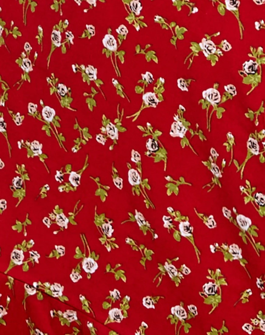 Gaelle Skater-Rock in Falling for You Floral Rot - Image 5