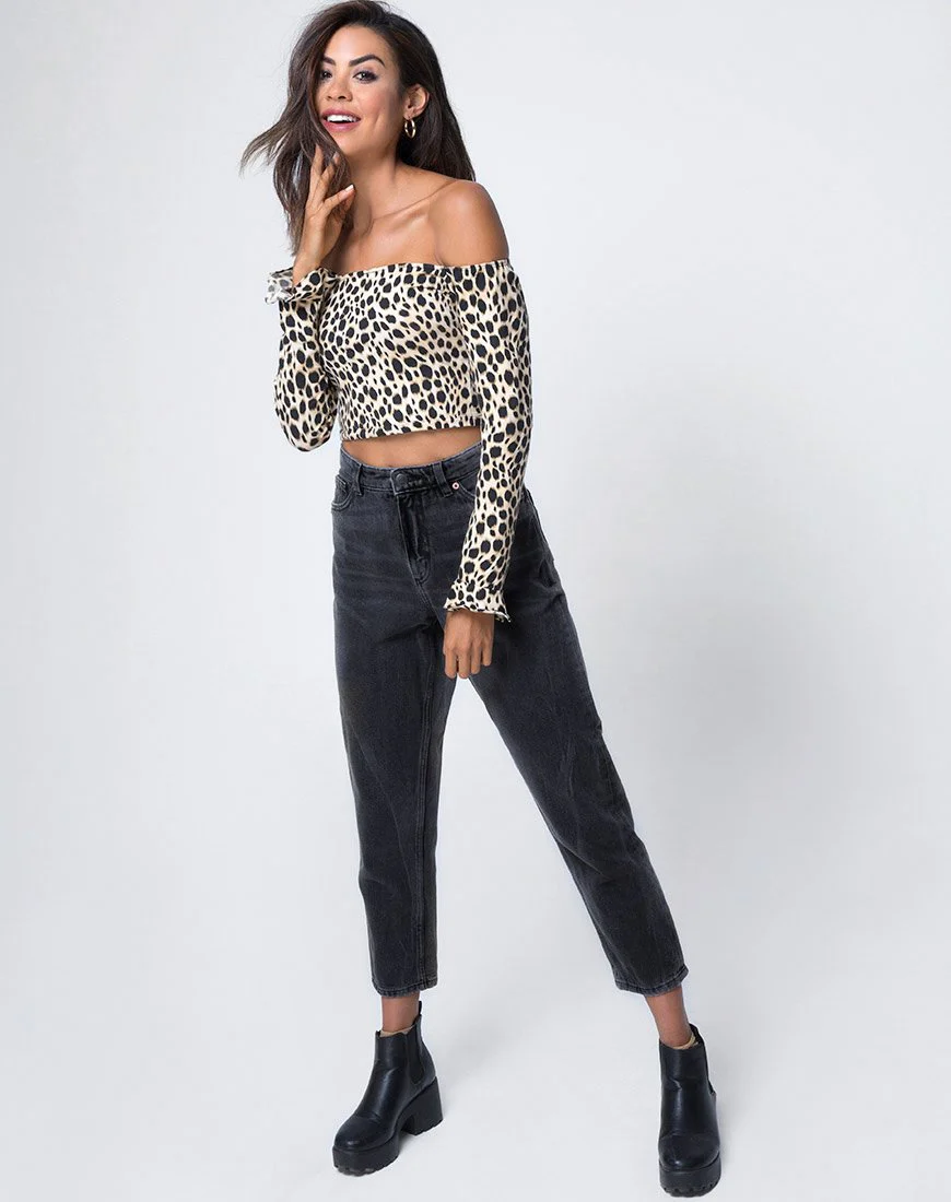Gaga Schulterfreies Oberteil in Cheetah - Image 3