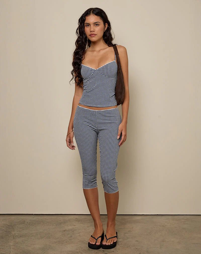 Gaika Cami Top aus Seersucker Gingham Navy - Image 3