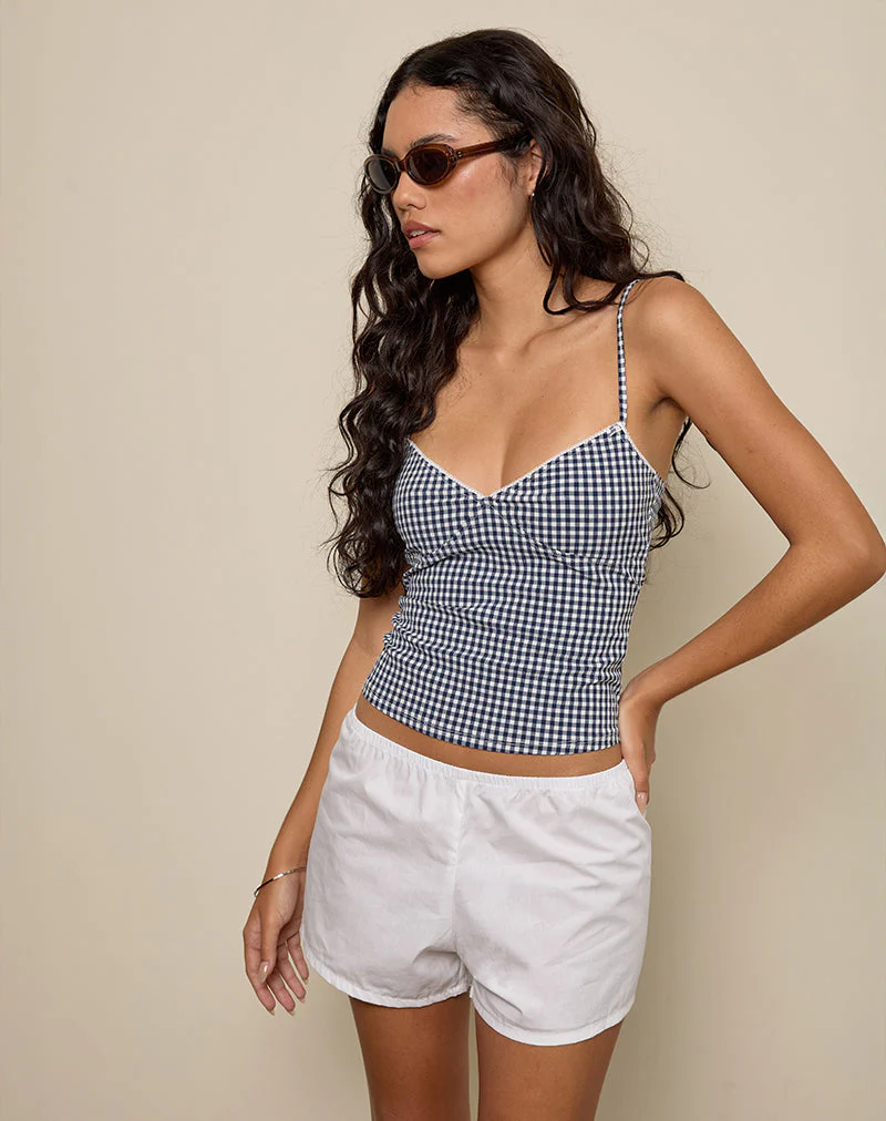 Gaika Cami Top aus Seersucker Gingham Navy - Image 4