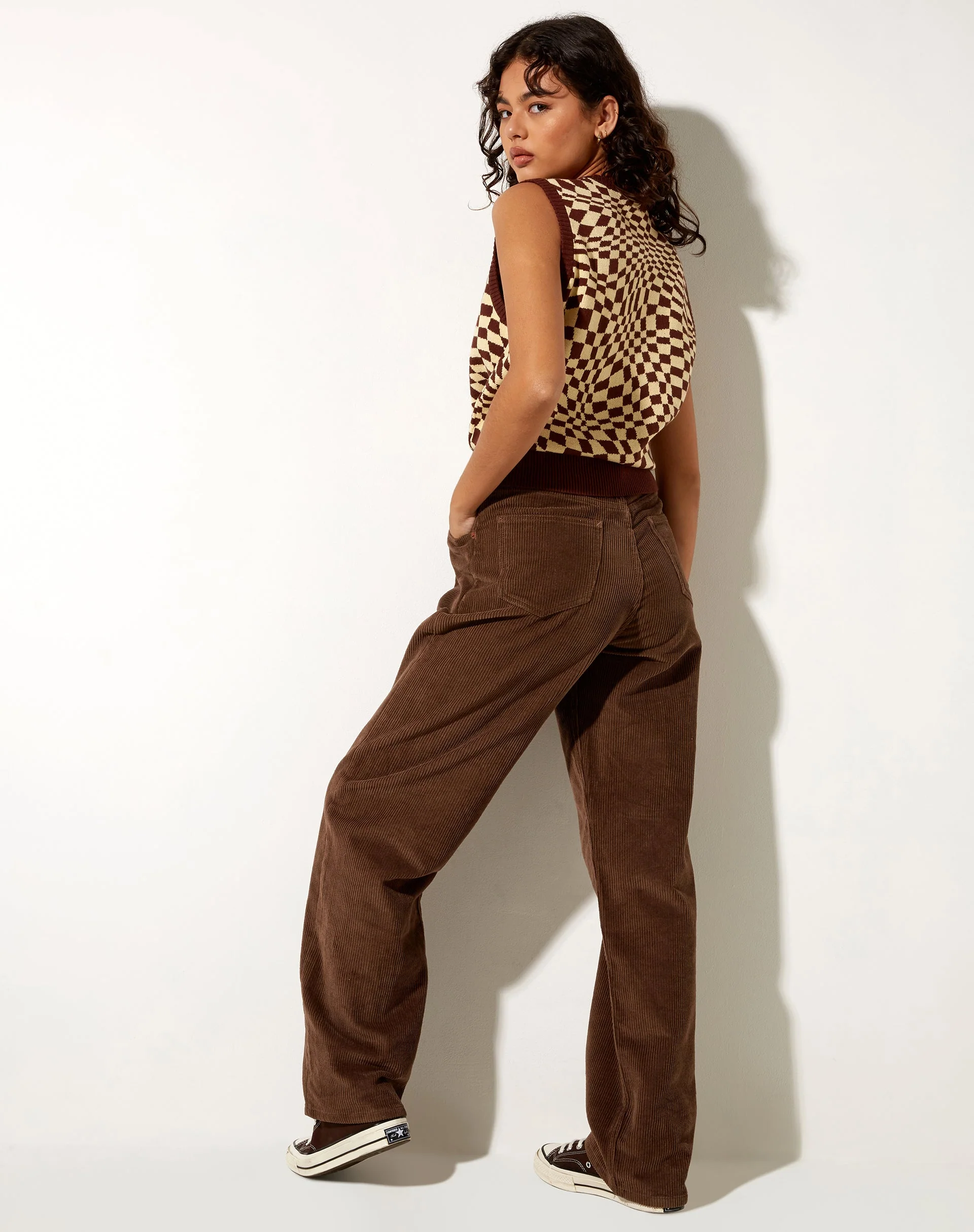 Gaira Vest Top in Knit Square Flag Coffee Quartz - Image 5
