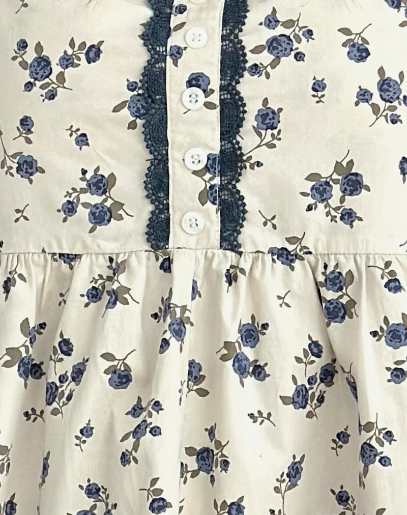 Gal Mini Dress in Ditsy Leaf Rose Navy - Image 5