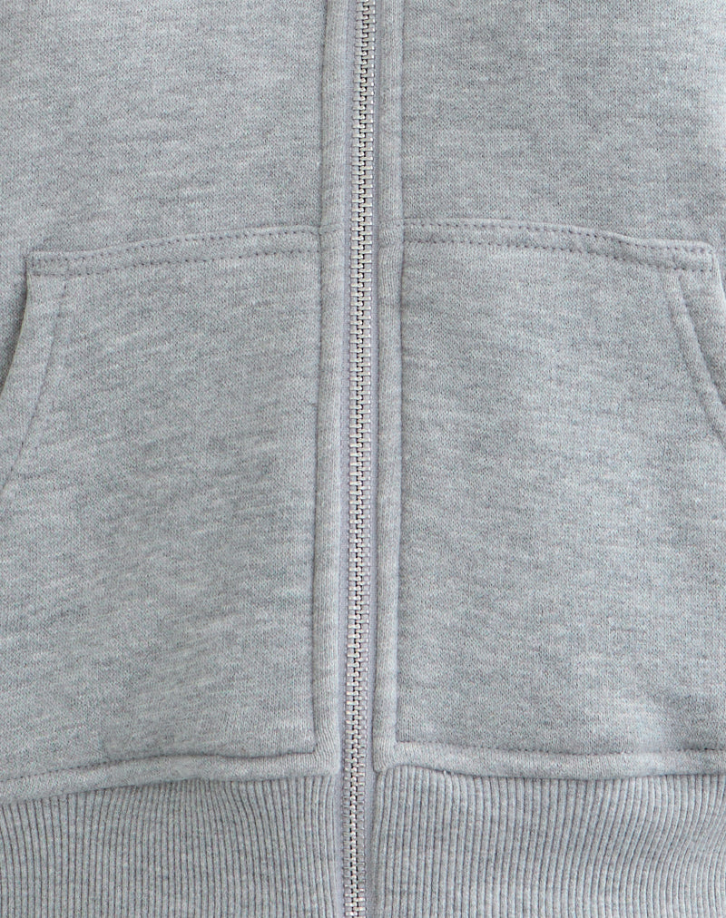 Galia Kurzarm-Kapuzenpullover mit Reißverschluss in Grau meliert - Image 6