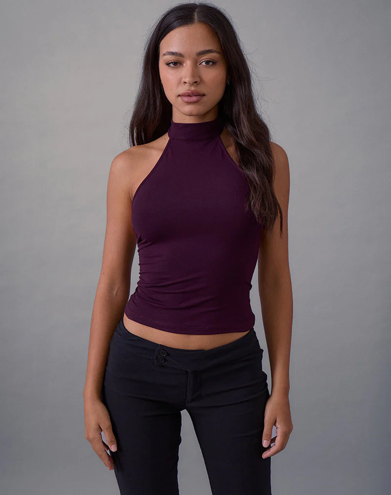 Galile High Neck Top aus Jersey in Feige