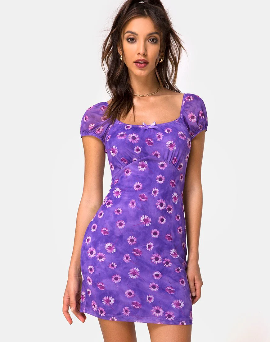 Galot Minikleid in Daisy Daze Lila - Image 2