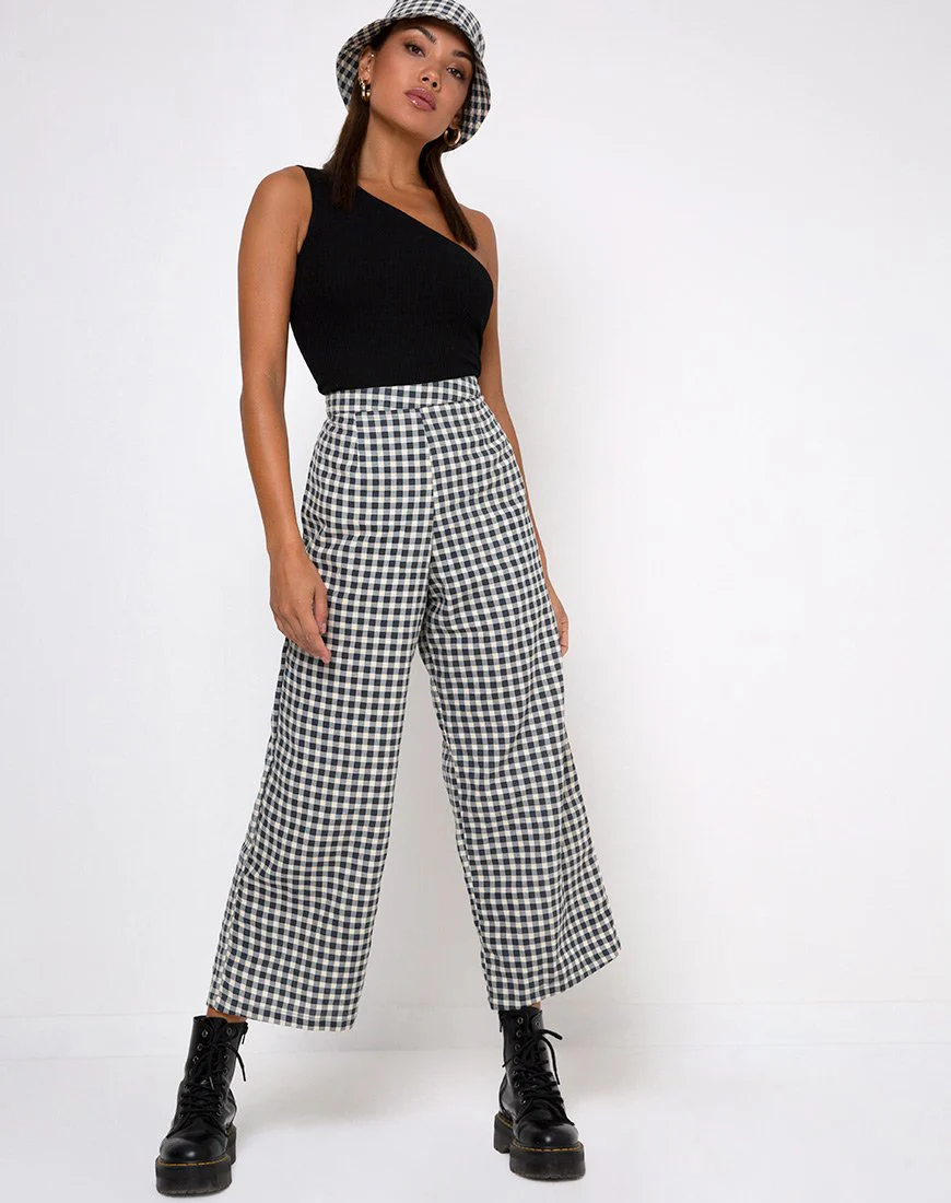Gamila Culotte-Hose in Gingham-Creme - Image 3