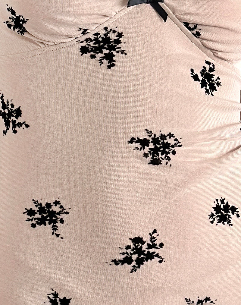 Gandira Midikleid aus Cluster Ditsy Floral Flock Nude - Image 6