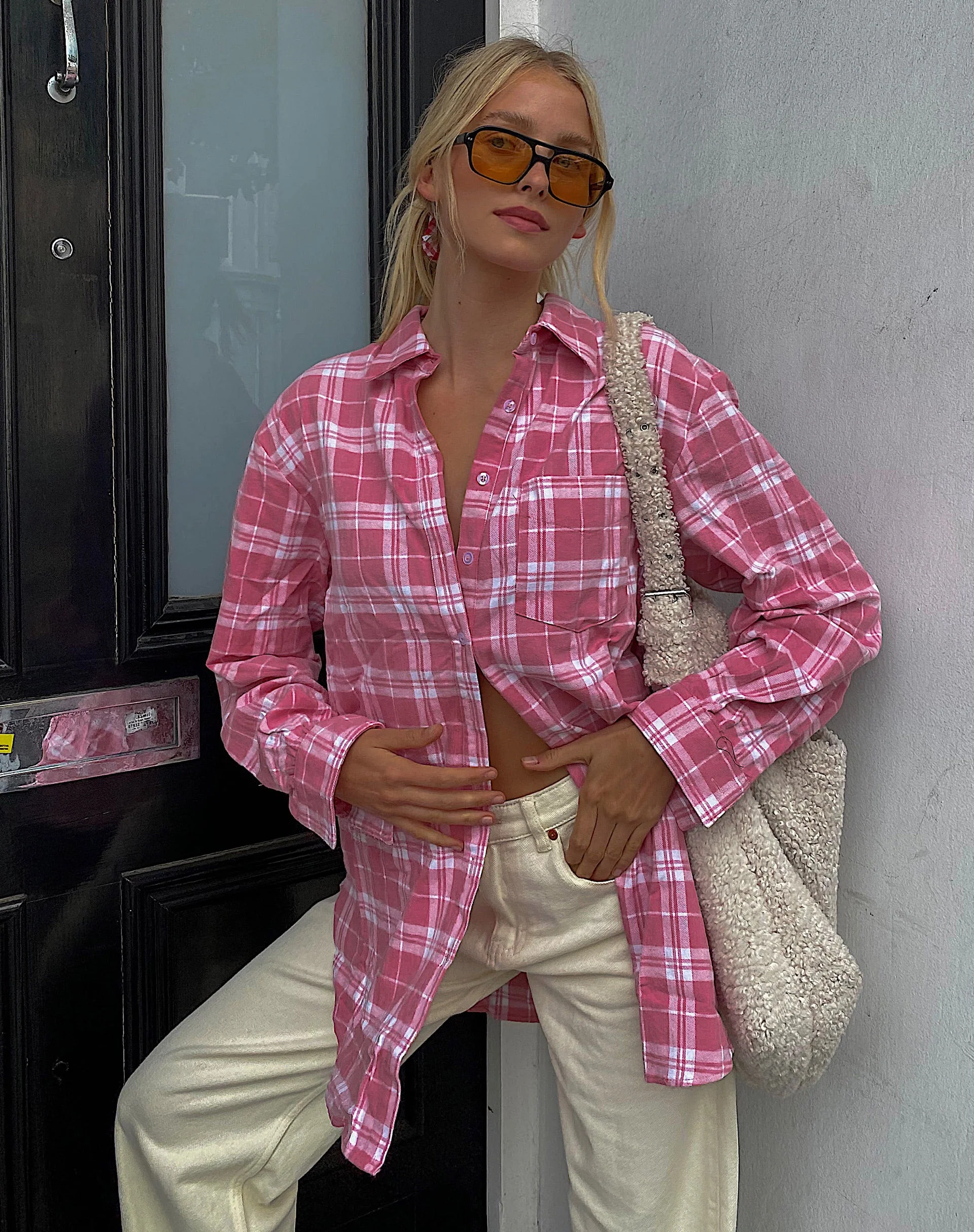 Gane Hemd in Karo Rosa Weiß - Image 2